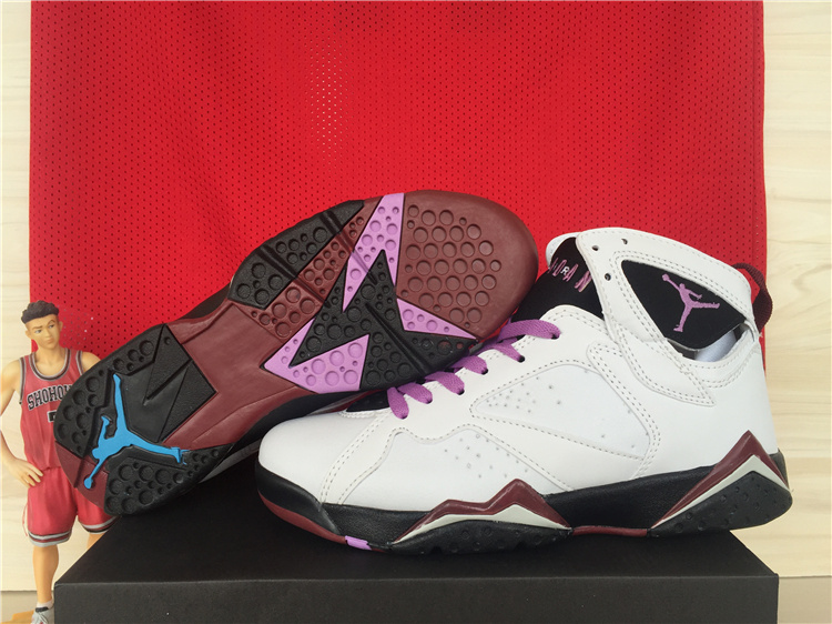 2015 Women Air Jordan 7 GS Fuchsia Glow White Purple Black Shoes